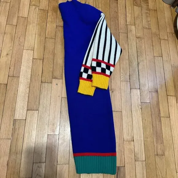 Outlander 100 Wool Colorblock Knit Mock Neck Sweater Dress Size S Vintage - Picture 9 of 9